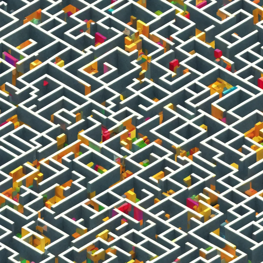 Prompt: wimmelbilder maze made of cartoon construction site, octane render, isometric, very sharp