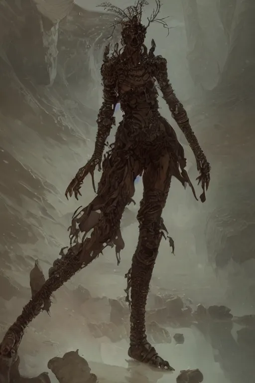 Image similar to a full body portrait of a beautiful post apocalyptic offworld nordic necromancer dancing reposed by the magma pits, intricate, elegant, highly detailed, digital painting, artstation, concept art, smooth, sharp focus, illustration, art by krenz cushart and artem demura and alphonse mucha