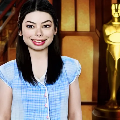 Image similar to Miranda Cosgrove as Meilin Lee in disney turning red live action, 8k full HD photo, cinematic lighting, anatomically correct, oscar award winning, action filled, correct eye placement,