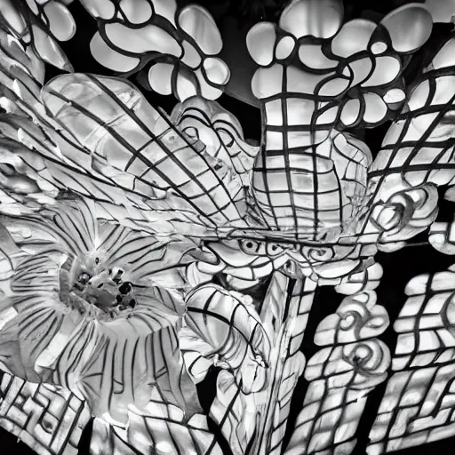 Image similar to chinese lantern festival, award winning black and white photography