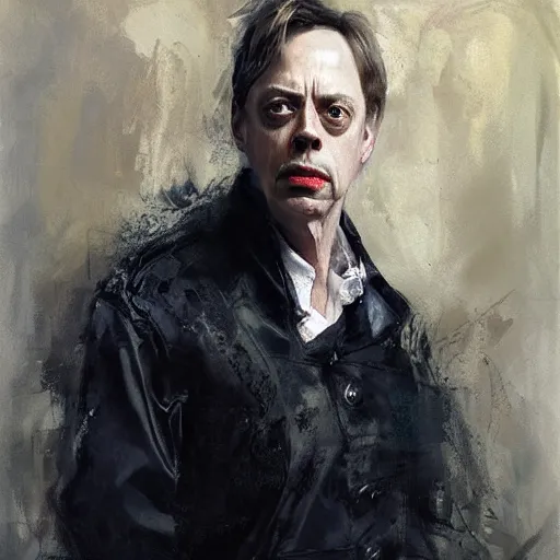 Image similar to portrait of an emotional steve buscemi as captain america, by jeremy mann, anders zorn.