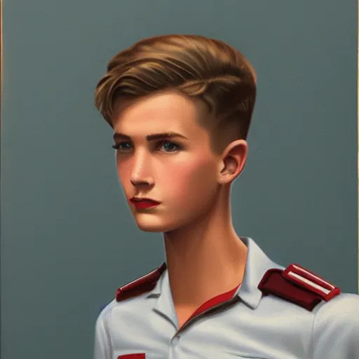 Prompt: 1 9 5 0 s rebel teen male at the police station, art by wes hempel