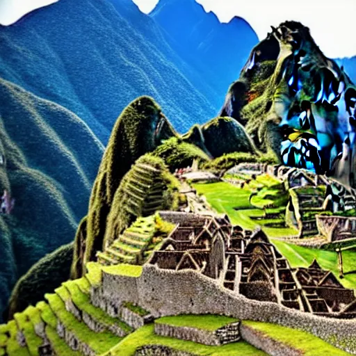 Prompt: ufo flying over machu picchu, photo, 8 k,