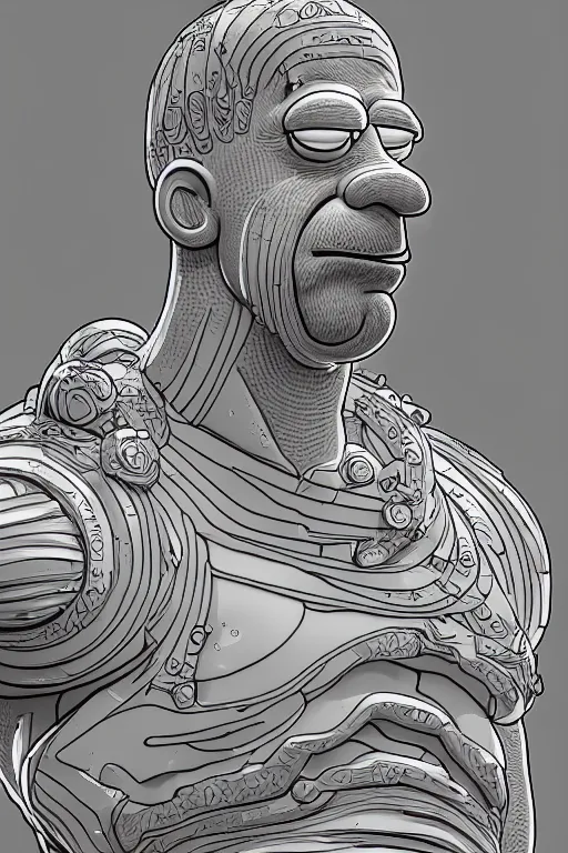 Image similar to digital masterpiece illustration concept art of porcelain statue of homer simpson, extremely detailed and intricate complexity, epic composition, magical atmosphere, cinematic lighting, wide long shot, trending on artstation, 8 k