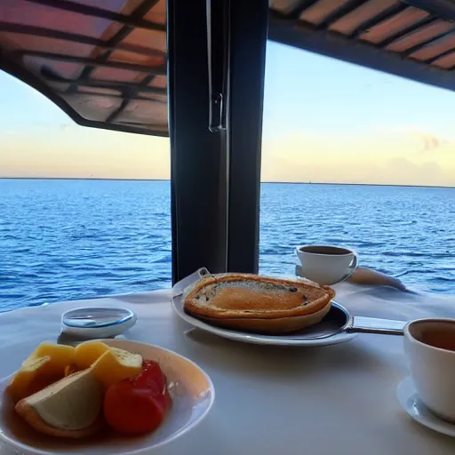 Prompt: good morning breakfast on the sea