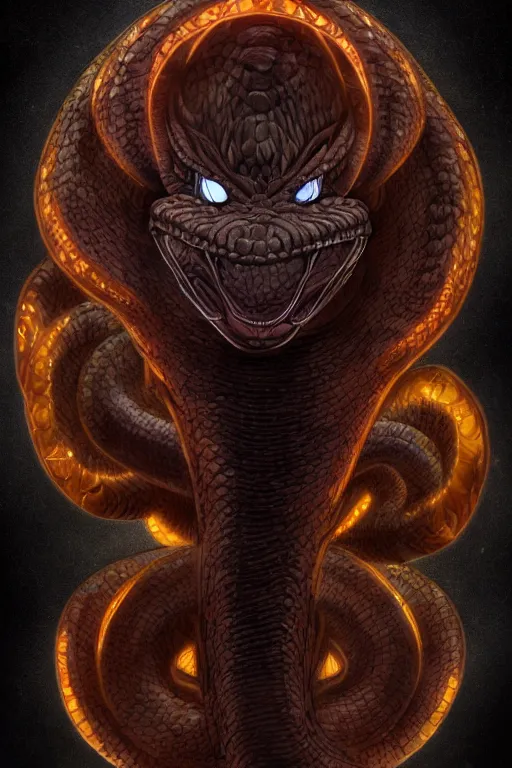 Prompt: a humanoid figure snake monster with large amber eyes, highly detailed, digital art, sharp focus, trending on art station, plant, anime art style