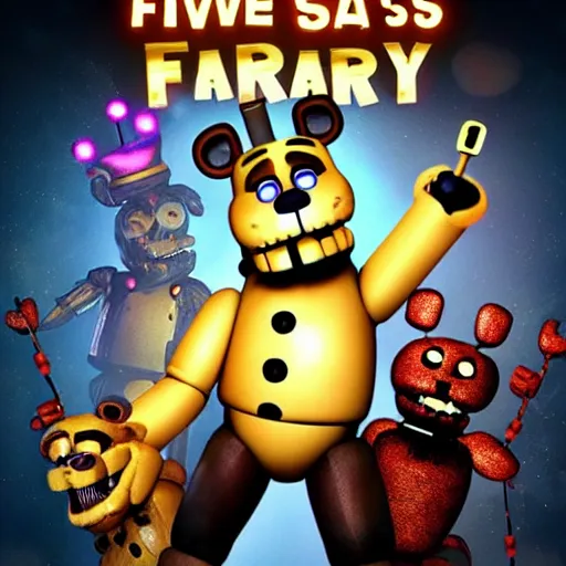 FNAF 10 game ultra realistic and scary poster, Stable Diffusion