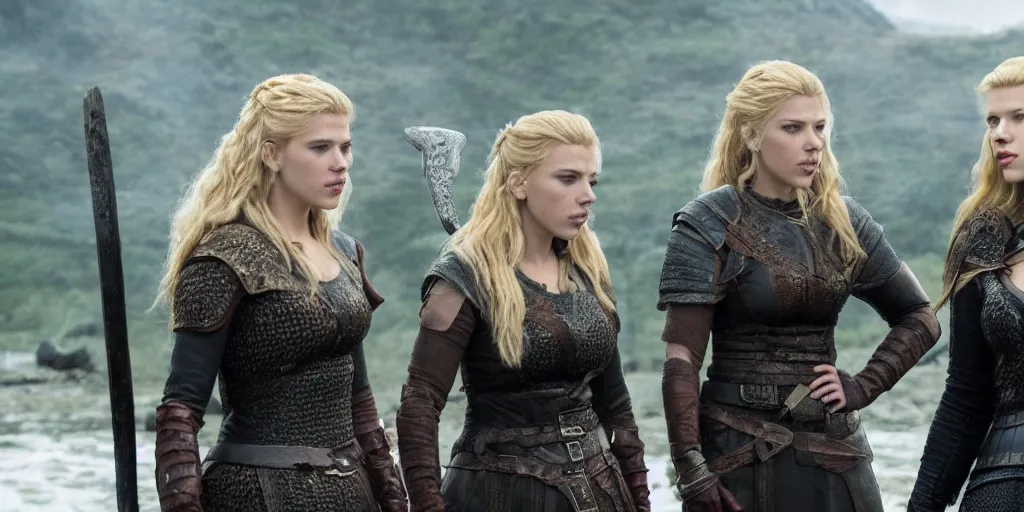 Image similar to Scarlett Johansson and Katheryn Winnick in the TV series Vikings