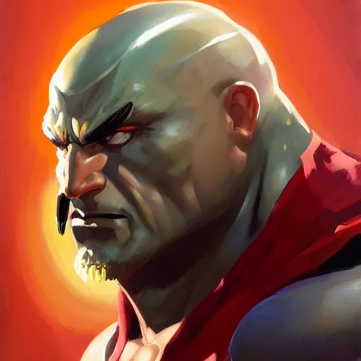 Image similar to greg manchess portrait painting of drax the destroyer as overwatch character, medium shot, asymmetrical, profile picture, organic painting, sunny day, matte painting, bold shapes, hard edges, street art, trending on artstation, by huang guangjian and gil elvgren and sachin teng