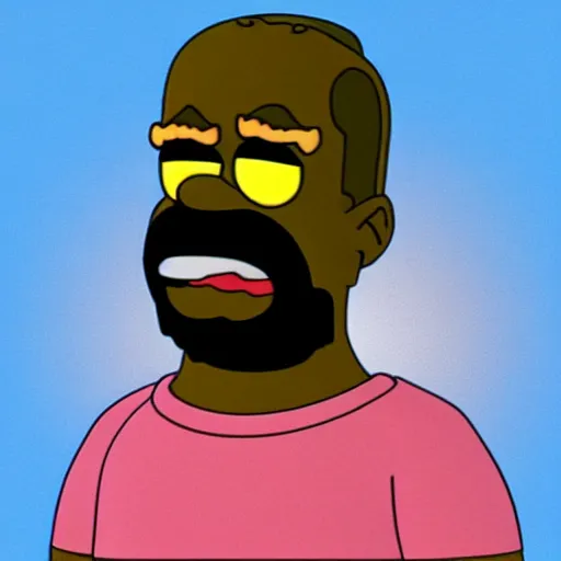 Prompt: a fusion between kanye west and homer simpson, 3 d animation.