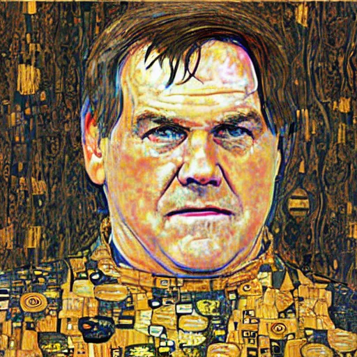 Prompt: Bill Belichick in the style of Gustav Klimt