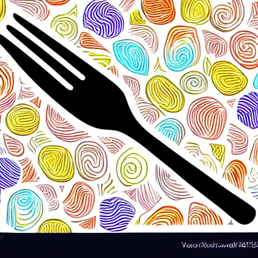 Prompt: fork, sticker, highly detailed, colorful, illustration, smooth and clean vector curves, no jagged lines, vector art, smooth