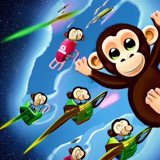 Prompt: a monkey piloting a spaceship