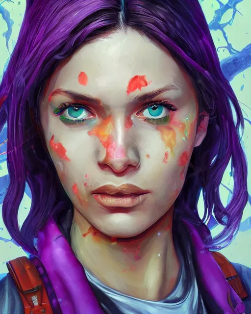 Image similar to an epic fantastic realism comic book style portrait painting of a purple - eyed girl, cherry blossom rain everywhere, apex legends,