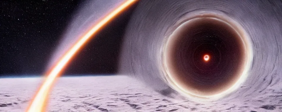 Image similar to scene from the movie interstellar showing a black hole