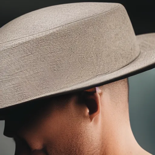 Image similar to a close up of a person wearing a hat, a raytraced image by Miyamoto, unsplash, superflat, prerendered graphics, hd mod, uhd image