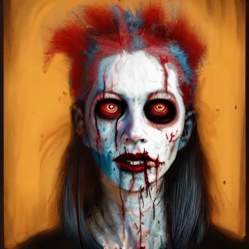 Image similar to color head portrait of singer alison shaw from the band called the cranes as a zombie, 7 days to die zombie, gritty background, fine art, award winning, intricate, elegant, sharp focus, cinematic lighting, digital painting, 8 k concept art, art by michael hussar, art by brom, art by guweiz and z. w. gu, 8 k
