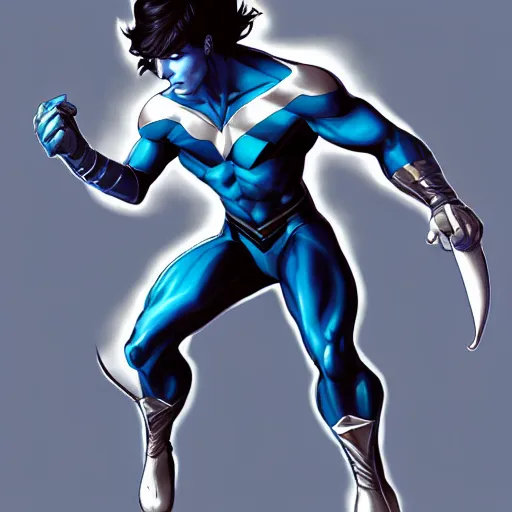 Prompt: full body view, aaron taylor johnson as nightwing, digital painting, concept art, smooth, sharp focus, dressed!!!! illustration by artgerm, yoshitaka amano, krenz cushart, shinji aramaki