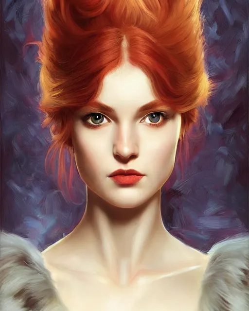 Prompt: prince dark, brilliant red velvet fur, sharp beautiful face, by viegil finlay, oil on canvas, artstation, pretty blueeyes, by j. c. leyendecker and edmund blair leighton and charlie bowater, beautiful face, octane, very aesthetic!!!!!!!!!!!!!!! stunning gorgeous blue eyes