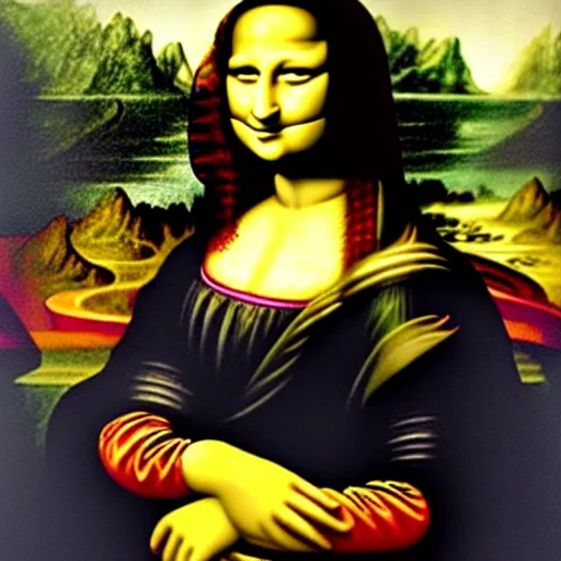 Prompt: a portrait of ( ( ( ( ( mona lisa ) ) ) ) dressed up as super - mario!!!!!! painting by da vinci
