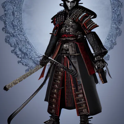 Image similar to Male Victorian Gothic Samurai, hd, intricate, dark souls, 8k, digital art