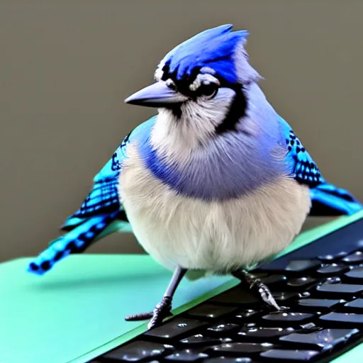 Image similar to bluejay using a computer