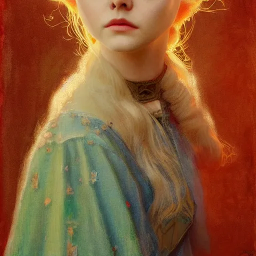 Image similar to Elle Fanning as zelda portrait, Crayon, textured art by Stanley Artgerm Lau , greg rutkowski, thomas kindkade, alphonse mucha, loish, norman rockwell