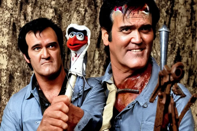 Image similar to Bruce Campbell as Ash in Evil Dead muppets