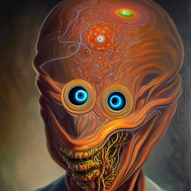 Image similar to an oil on canvas portrait painting, polycount, surrealism, surrealist, lovecraftian, cosmic horror, high detail