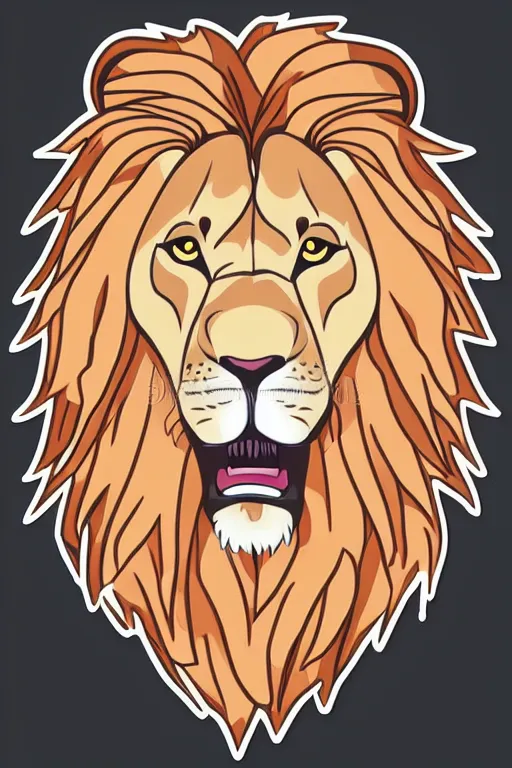 Image similar to Portrait of a lion in anime style, anime, sticker, colorful, illustration, highly detailed, simple, smooth and clean vector curves, no jagged lines, vector art, smooth