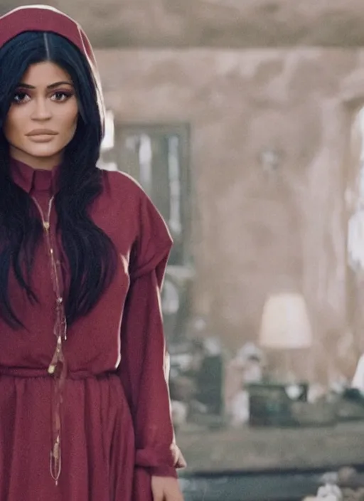 Prompt: film still of kylie Jenner as hermone granger in Harry Potter.