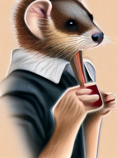 Prompt: beautiful furry art of ferret in smoking, high quality, detailed, digital art