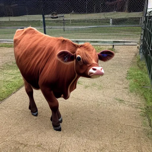 Prompt: mugshot of a calf dressed as an inmate