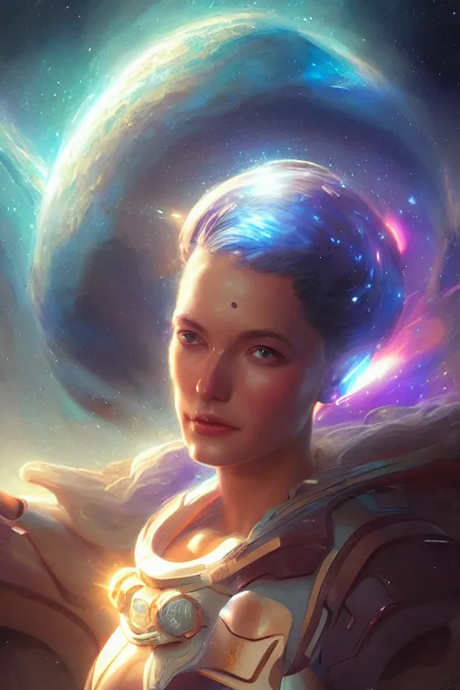 Image similar to goddess of the galaxy, highly detailed, digital painting, artstation, concept art, smooth, sharp focus, illustration, unreal engine 5, 8 k, art by artgerm and greg rutkowski and edgar maxence