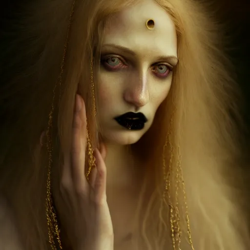 Image similar to photographic portrait of a stunningly beautiful gothic hermetic order of the golden dawn female in soft dreamy light at sunset, contemporary fashion shoot, by edward robert hughes, annie leibovitz and steve mccurry, david lazar, jimmy nelsson, breathtaking, 8 k resolution, extremely detailed, beautiful, establishing shot, artistic, hyperrealistic, beautiful face, octane render