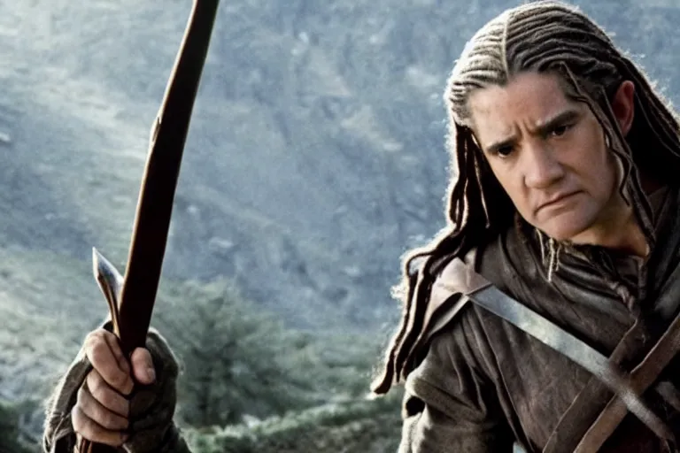 Image similar to Film still of Denzel Washington as Legolas in the movie Lord of the Rings