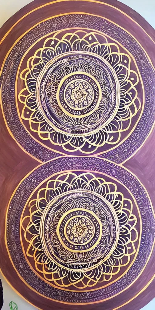 Image similar to a very intricate gaint lotus mandala half painted