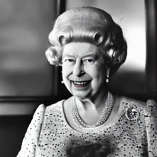 Image similar to Queen Elizabeth as Bob Marly smoking weed