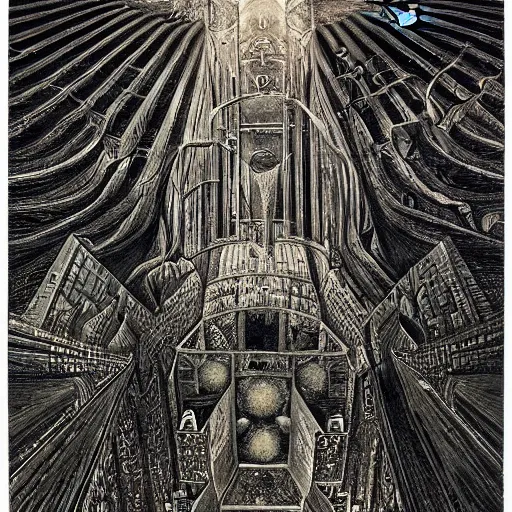 Image similar to A beautiful illustration. I was born in a house with a million rooms, built on a small, airless world on the edge of an empire of light and commerce. overhead view by Ernst Fuchs, by Tony Moore monumental, cosy