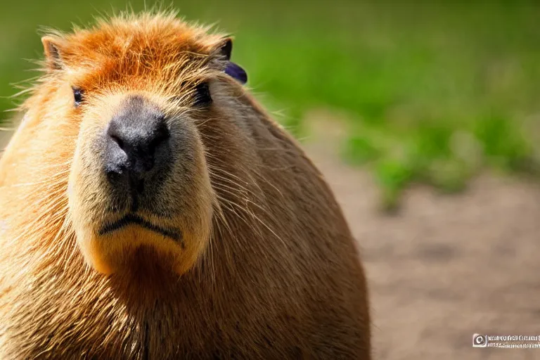 Image similar to a goldendoodle capybara!!! hybrid! hyper realistic!! realistic lighting!! wildlife photographer of the year!!! bold natural colors, national geographic, hd, wide angle, 8 k