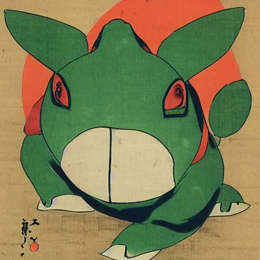 Image similar to Beautiful Ukiyo-e painting of a bulbasaur