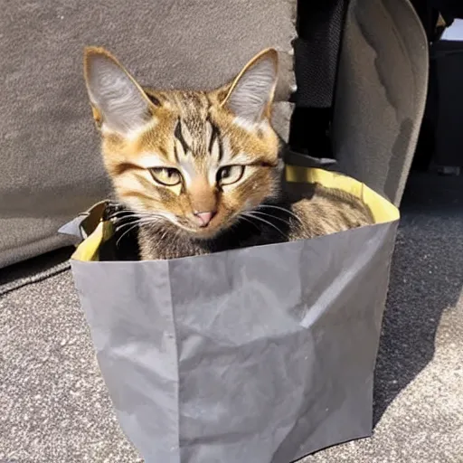 Image similar to cat in bag,