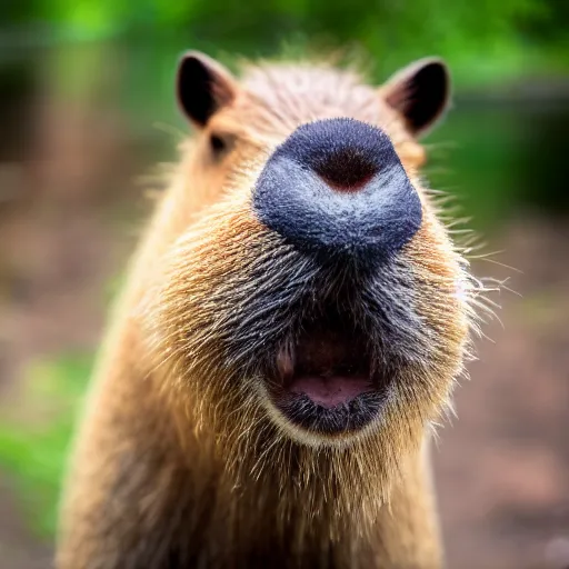 Image similar to a beautiful photo of a capybara chewing on a rtx 4 0 9 0 graphics card, eats a consumer gpu, wildlife photography, nvidia, kodak gold 2 0 0, depth of field, 2 5 mm f / 1. 7 asph lens, natural lighting, award - winning photo