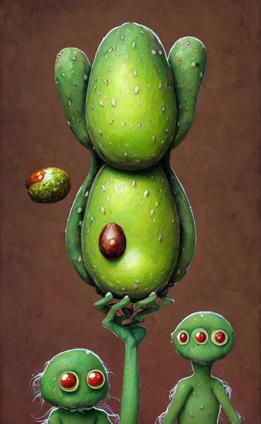 Image similar to anthro avocado creature painting by chiara bautista, beksinski and norman rockwell and greg rutkowski weta studio, and lucasfilm