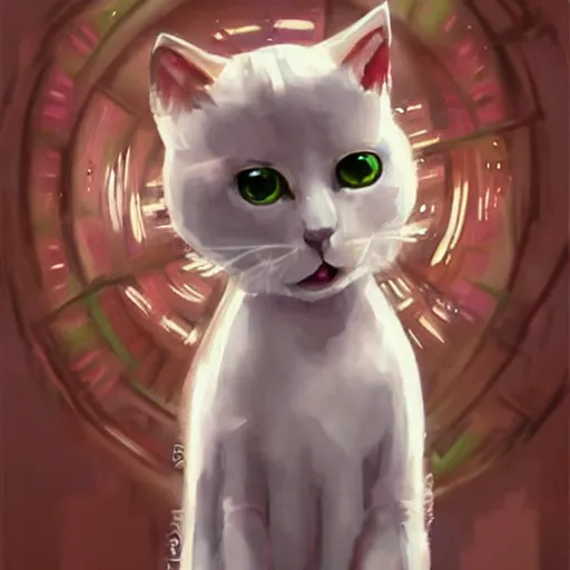 Prompt: a cute white cat art, epic cyberpunk art