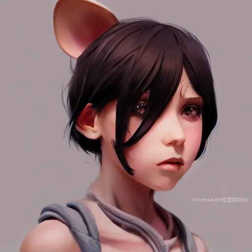 Image similar to character design portrait of an anthropomorphic furry rat girl with rat ears and a tail, 4 k, concept art, by wlop, ilya kuvshinov, artgerm, krenz cushart, pixiv.