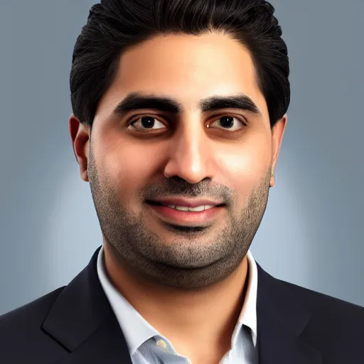 Image similar to photo realistic portrait of tech company stabilityai ceo emad mostaque