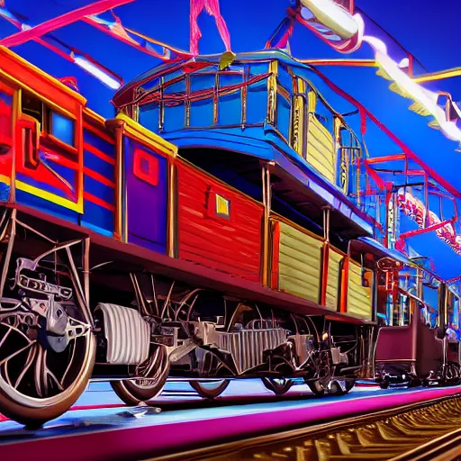 Prompt: half train half circus, highly detailed, 4k