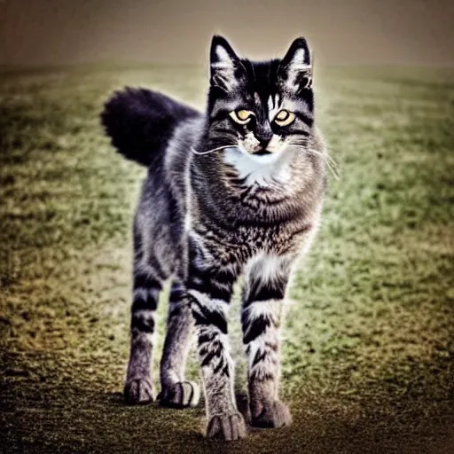 Prompt: a feline wolf - cat - hybrid, animal photography