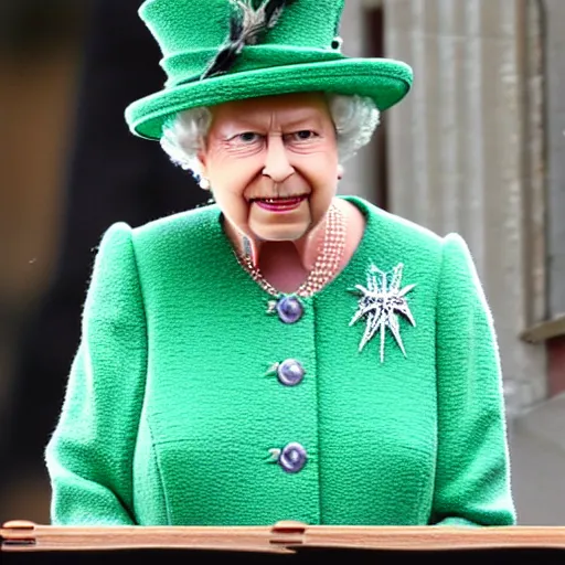 Prompt: queen elizabeth 2 nd half human half lizard